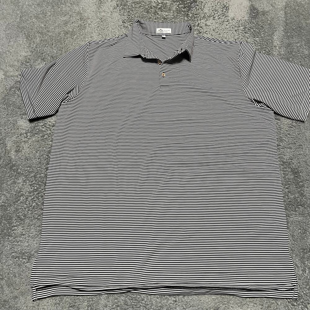 Peter Millar Summer Comfort Polo Shirt Mens XXL Striped Performance Black White